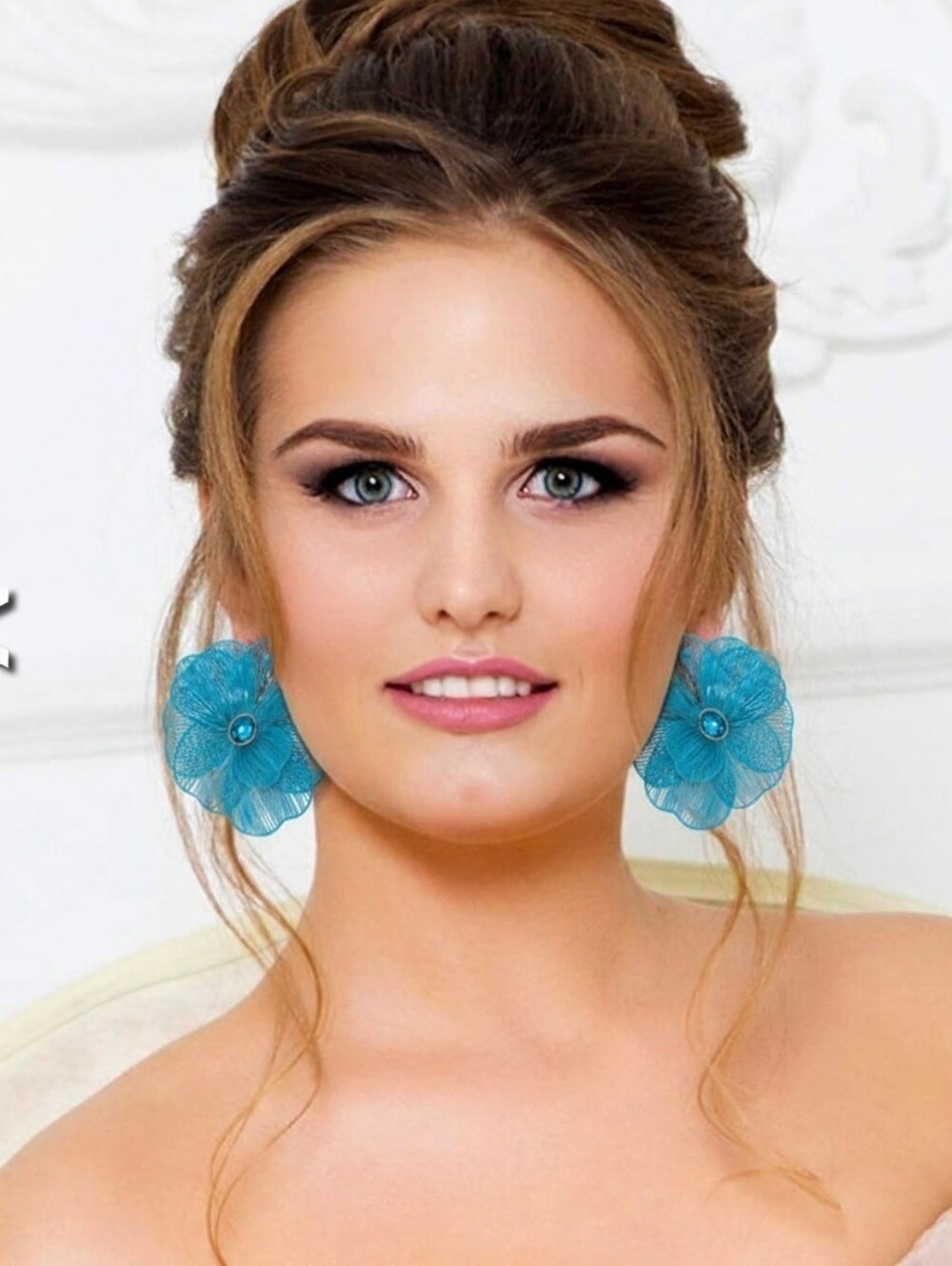 💙▪️Natasha Couture ▪️Turquoise Wire Floral Filigree Earrings - Picture 2 of 6